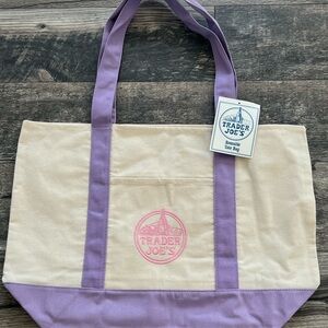 Lavender-Trim Reusable Tote Bag
